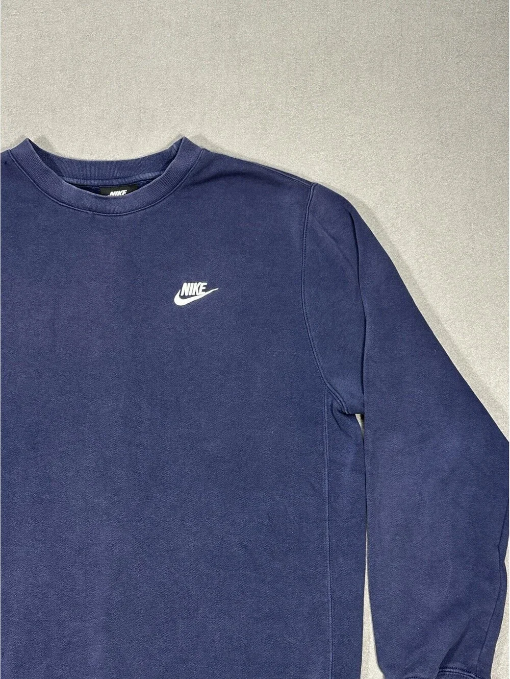 Nike Small Swoosh Crewneck Sweatshirt Navy Blue Mens Size S